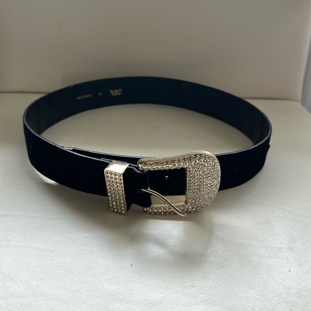 Zara rhinestone and velvet cowgirl belt